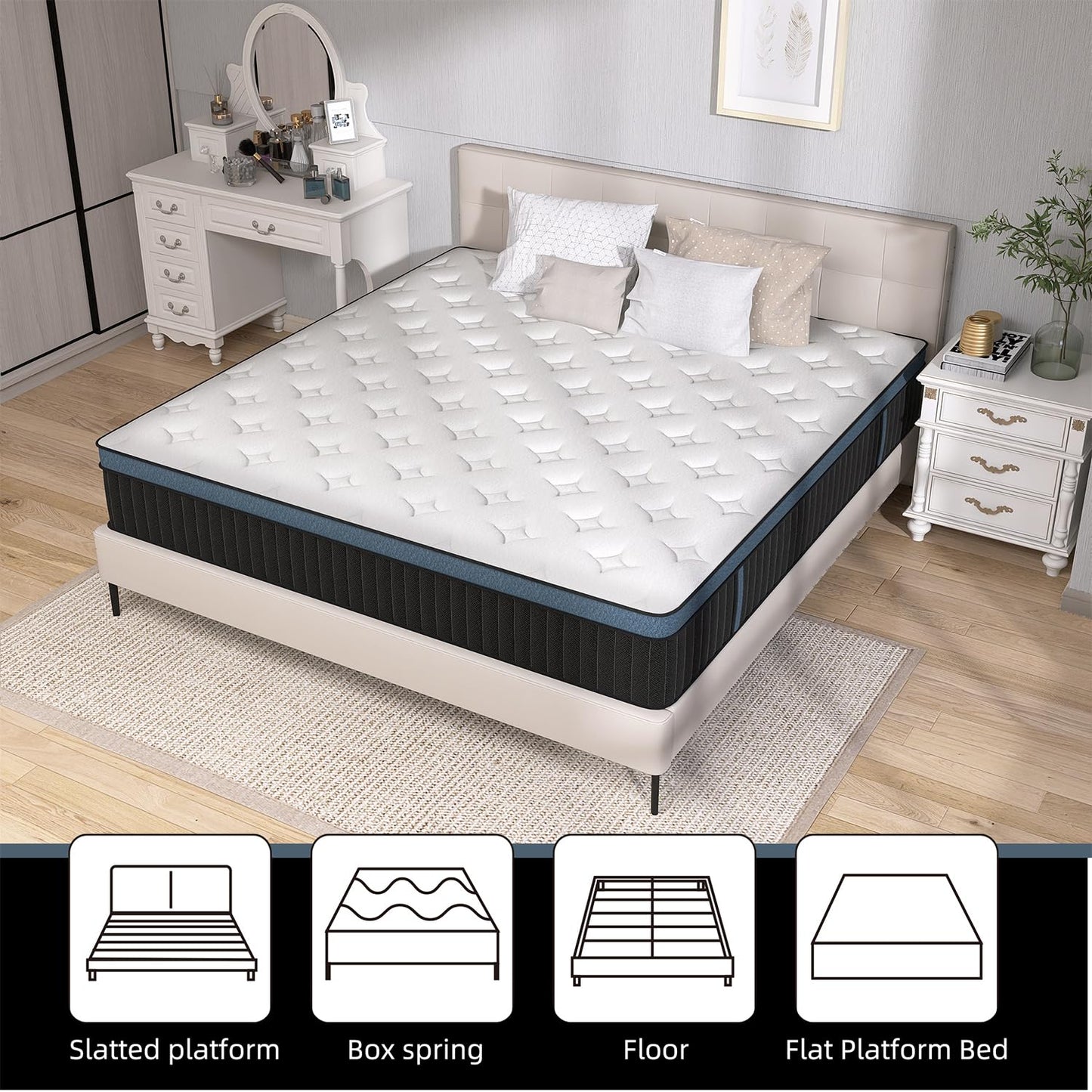 VERHOPE Full Size Mattress,14 inch Full Mattress in a Box,Motion Isolation with Individually Pocket Spring,Medium Firm Memory Foam Hybrid Mattress,Edge Support,CertiPUR-US