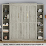 Rophefx Queen Murphy Bed Cabinet with 5-Tier Adjustable Storage Shelves, Queen Wall Bed Cabinet Bed, Wood Space Saving Beds, Foldable Platform Beds, Hidden Bedframe for Guest Room, Bedroom,Grey Rophefx