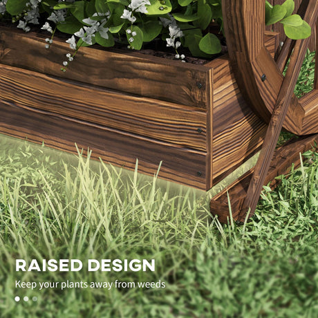 Outsunny 2-Tier Raised Garden Bed, Wooden Wagon Planter Boxes with Drainage Holes, for Vegetables Flowers Herbs, 22" x 13" x 22" Outsunny