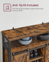 VASAGLE Buffet Cabinet, Storage Cabinet, Sideboard with 2 Sliding Barn Doors, Adjustable Shelves, 13 x 39.4 x 31.5 Inches, for Living Room, Rustic VASAGLE