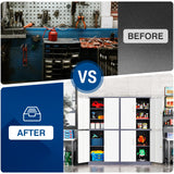 Fesbos 71” Metal Storage Cabinet-Lockable File Cabinet Garage Tool Cabinet with Doors and Shelves-Gray&White Steel Cabinet for Garage-Heavy Duty File Cabinet for Home, Office, Gym, Kitchen, School Fesbos