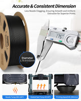 LANDU PLA Filament 1.75mm Black 1KG, 3D Printer Filament 1kg Cardboard Spool(2.2lbs), Dimensional Accuracy +/- 0.02mm, Neatly Wound 3D Printing Filament Fits for Most FDM 3D Printers, Black PLA LANDU