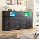 DurayLoly Dresser for Bedroom with Charging Station and LED and 10 Fabric Drawers, Sturdy Bedroom Dresser for Storage, Closet, Hallway (Black) DurayLoly
