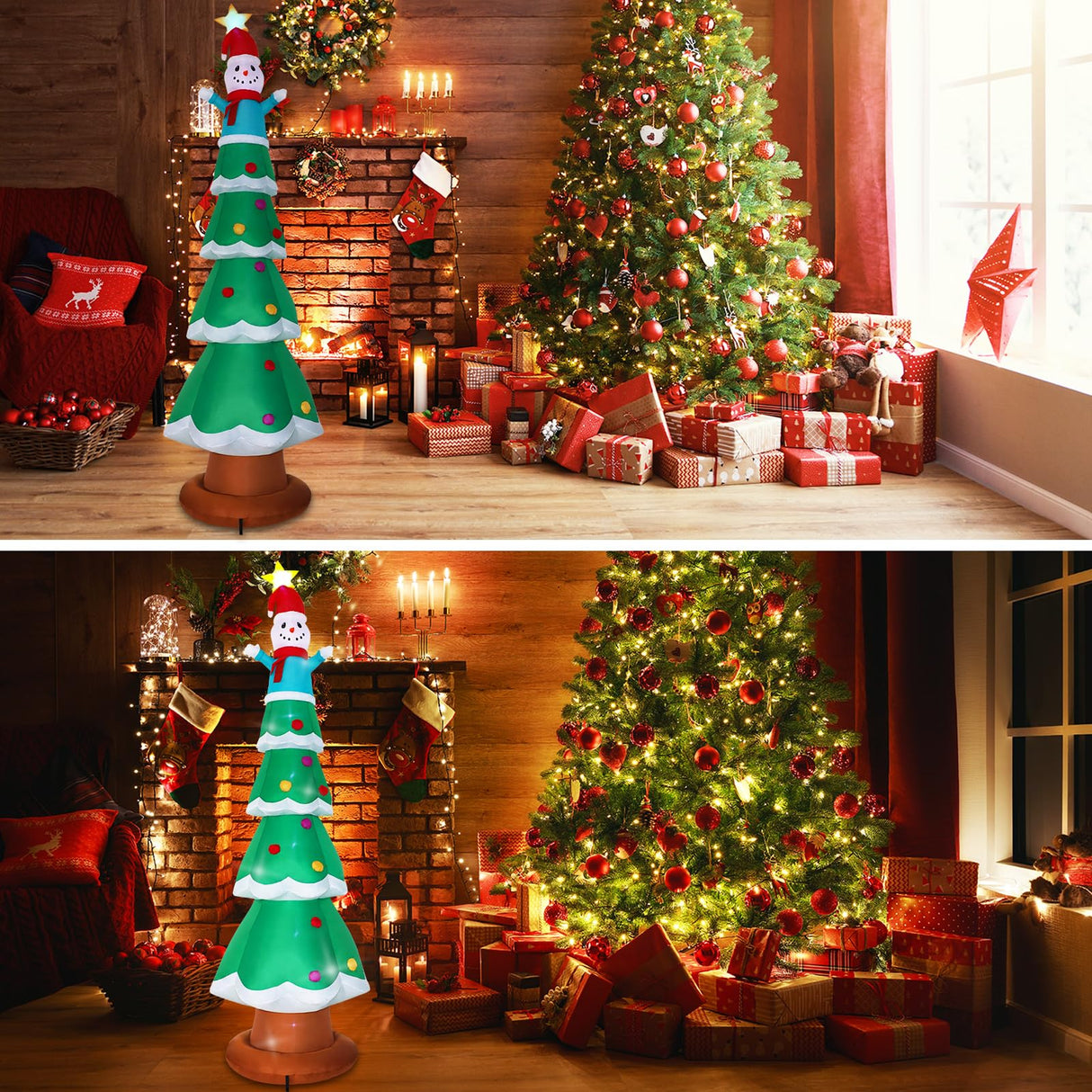 SHDEJTG 13ft Christmas Inflatable Outdoor Decoration Standing Christmas Tree Snowman Inflatable Patio Decoration with Built-in LED Lights for Christmas Holiday Party, Patio, Lawn Decoration SHDEJTG