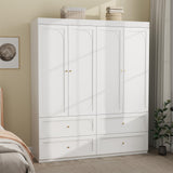 Mhsatyrs White Armoire Wardrobe Closet: 74" Tall Wardrobe Closet with 4 Doors, Wood Large Armoire with 4 Drawers, Modern Bedroom Armoires with Hanging Rod (White) Mhsatyrs