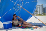 AMMSUN 7.5ft Heavy Duty HIGH Wind Beach Umbrella Commercial Grade Patio Beach Umbrella with Air Vent Ash Wood Pole & Carry Bag Upf 50+ Protection for Patio Garden Beach Pool Backyard Blue AMMSUN