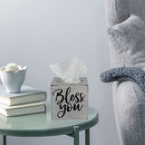 Young's Inc. Wood Bless You Tissue Box Cover - Tissue Holder for Farmhouse Bathroom Decor - Charming Rustic Bathroom Decor - 6" L x 6" W x 6" H Young's Inc