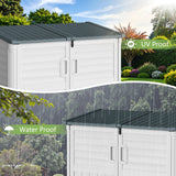 Greesum Outdoor Resin Storage Shed, 34 Cu.ft Horizontal Outdoor Storage Box Waterproof for Garden, Pool Storage, Garbage Cans, Beige Greesum