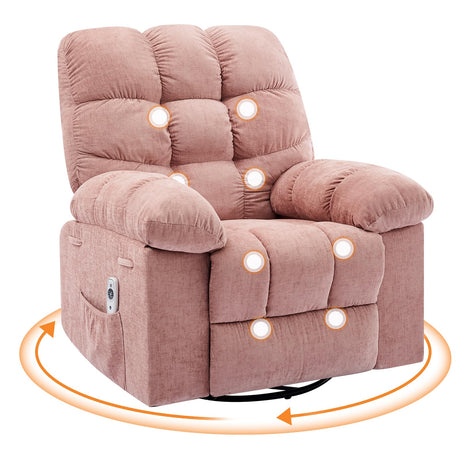Tioutbot 360° Swivel Rocking Recliner Chair with Massage & Heat, Rocker Recliner with Vibration and Side Pocket for Living Room, Bedroom & Nursery Tioutbot