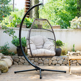 Egg Chair Hammock Chair Basket Chair Hanging Swing Chair UV Resistant Cushion with Stand for Indoor Bedroom Outdoor Garden Backyard FDW