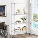 YRLLENSDAN Storage Shelves with Wheels, Heavy Duty 4 Tier Garage Storage Rack, Adjustable Wire Shelving Unit, Metal Shelf Organizer for Pantry, Kitchen, Basement, 36" W x 14" D x 62" H, Chrome YRLLENSDAN