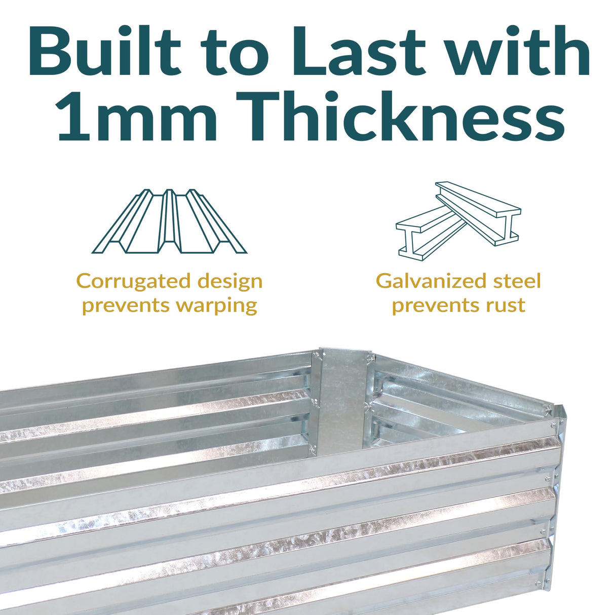 Sunnydaze 11.75" H Raised Metal Garden Bed - Galvanized Raised Garden Bed Outdoor for Vegetables and Flowers - Woodgrain - 4' x 2' Silver Sunnydaze