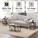 TUTOTAK End Table with Charging Station, Set of 2, Side Table with USB Ports and Outlets, Nightstand, 2-Tier Storage Shelf, Sofa Table for Small Space, Living Room, Bed Room TB01BK041 TUTOTAK