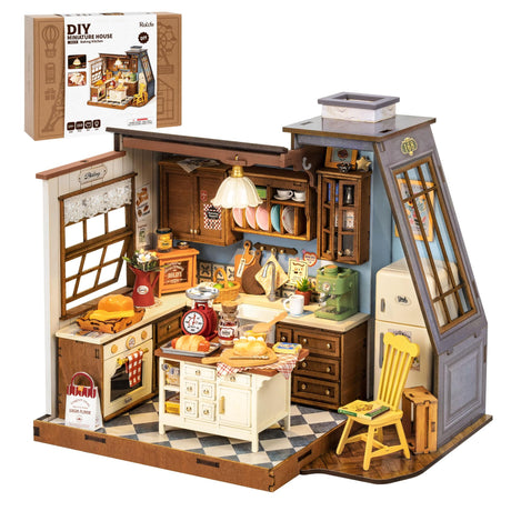 Rolife DIY Miniature House Kit for Adults, Mini Wooden Dollhouse Kit, Tiny House Diorama Building Kits-Birthday Christmas Craft Hobbies Gift for Teens Kids (Baking Kitchen) Rolife