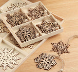 ilauke 12pcs Wooden Snowflakes Decorations 3 inch Christmas Ornaments Wood Hanging Ornament Rustic Farmhouse Christmas Craft Supplies ilauke