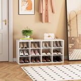 Garden 4 you Shoe Storage Bench, Cubby Shoe Rack with 12 Cubbies, 3-Tier Wood Shoe Rack Organizer, Shoe Organizer Cabinet for Entryway, Hallway, Closet and Garage, White Garden 4 you