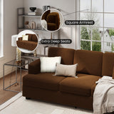 KKL 89 in Couches for Living Room, Modern Couch with Deep Seat, Home Sofa Living Room, 3 Seater Couch with Firm Structure, Comfy Couch, Brown Bouclé KKL