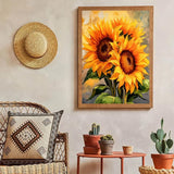 MaiMMaledy Paint by Numbers Kit for Adults Beginners, 12Wx8L inch Canvas Pictures with Framed, Drawing Painting Works with Wooden Triangle Easel, Acrylic Pigment,Sunflower MaiMMaledy