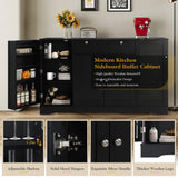 MAIBH 54" Buffet Cabinet with Drawer, Modern Kitchen Pantry Sideboard Storage Cabinets with 4 Doors and Adjustive Shelves, Coffee Bar Cabinet Buffet Table with Large Storage for Living Room (Black) MAIBH