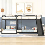 SOFTSEA L-Shaped Quad Bunk Beds for 4 Kids, Metal Triple Bunk Bed, No Box Spring Needed (Black, Twin and Full) SOFTSEA