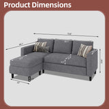 JAMFLY Sectional Sofa Couch Convertible L Shaped Sofas with Ottoman Small Sectional Couches for Living Room, 3 Seater Couch for Small Spaces, Dark Grey JAMFLY