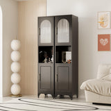 75"H Tall Bathroom Storage Cabinet, Metal Cabinets with Open Compartment, Narrow Storage Cabinet with Doors and Adjustable Shelves, Black Kitchen Pantry, Slim Storage Locker for Bathroom, Living Room MetalMax