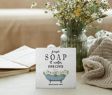 Mtrgdn Bathroom Signs Decor Funny Wood Box Sign,Farmhouse Bathroom Decor Fresh Soap and Water Desk Decor,Rustic Wooden Box Block Plaque Sign Decoration for Bathroom Shelf Table Home Decor 5x5 Inch Mtrgdn