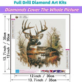 JYXSJYYD 5D DIY Deer Diamond Art Kits for Adults,Diamond Paintings Kits for Beginners,Paint by Diamonds Dot Full Drill Gem Art Crafts,Home Wall Decoration 13.8x13.8 Inches. JYXSJYYD