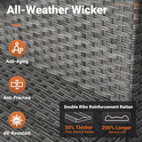 ovios 10 Piece Outdoor Patio Furniture Set with Fire Pit Table,Conversation Sectional Wicker Couch with Swivel Chairs,Modern Outside Sofa for Balcony Backyard, Black ovios