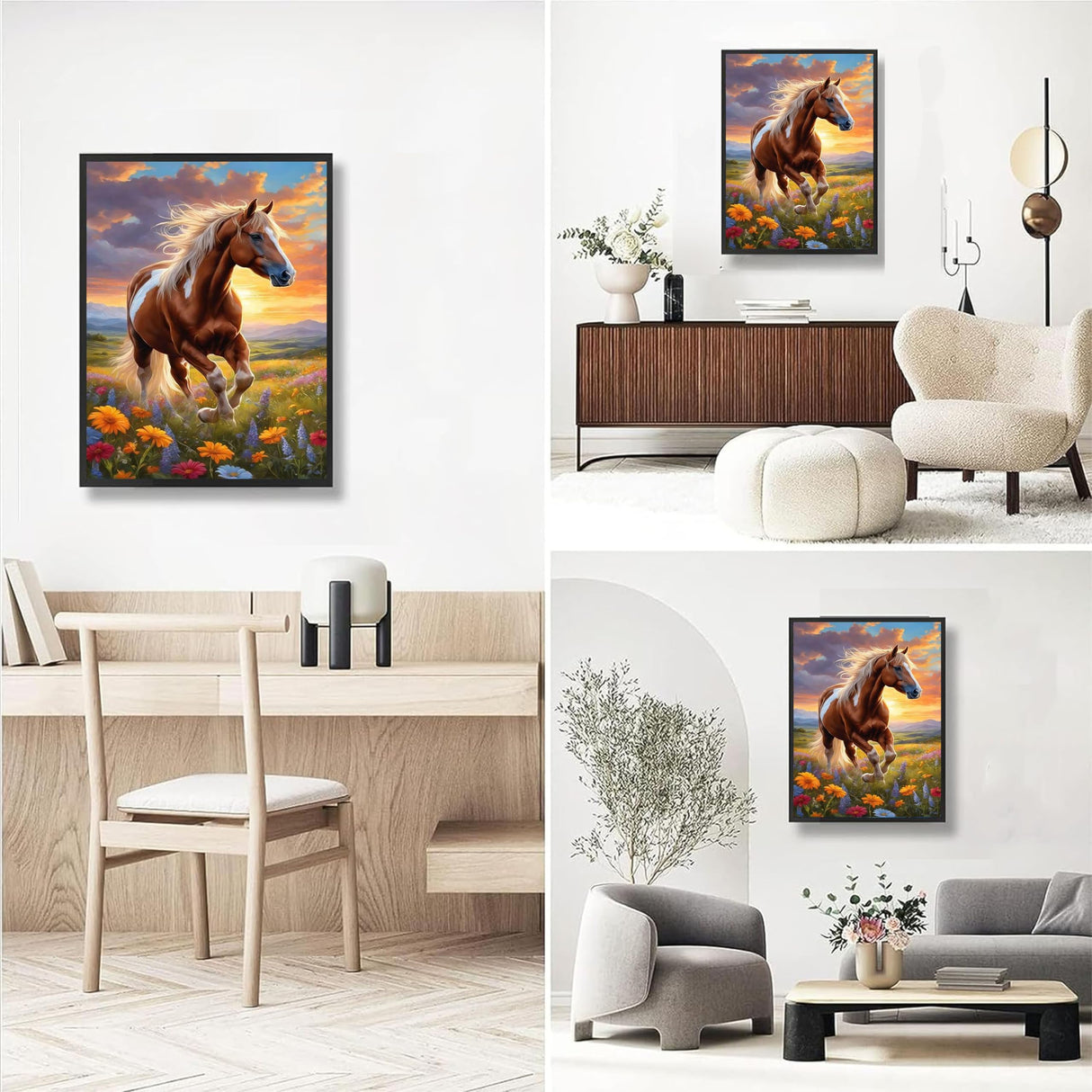 Horse Paint by Numbers for Adults with Framed Canvas-with Wooden Easel,Paint by Number on Canvas Animals,DIY Acrylic Oil Painting Kits with Brushes Nice Gift Box for Home Wall Decor(12x16inch) xackcme