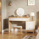 Tribesigns Vanity Desk with 4 Large Drawers, 51-Inch Makeup Vanity Table for Women Girls, Modern Dressing Table Set for Makeup Room, Bedroom (Light Walnut, Without Mirror & Stool) Tribesigns