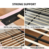 VELOCAVA Pink Bed Frame Full Size, Aesthetic Upholstered Bed with Unique Seashell Headboard, Soft Velvet Platform Bed, Strong Wooden Slats Support, No Box Spring Needed, Heavy Duty, Easy to Assemble VELOCAVA