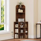 YITAHOME Industrial Corner Shelf with USB Charging Ports and Outlets YITAHOME
