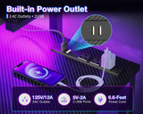 MOTPK Gaming Desk with Led Lights & Power Outlet, 40 Inch Small Gaming Computer Desk with Shelves, Reversible Gamer Desk Table with Adjustable Monitor Stand & Headphone Hook, Carbon Fiber Texture MOTPK