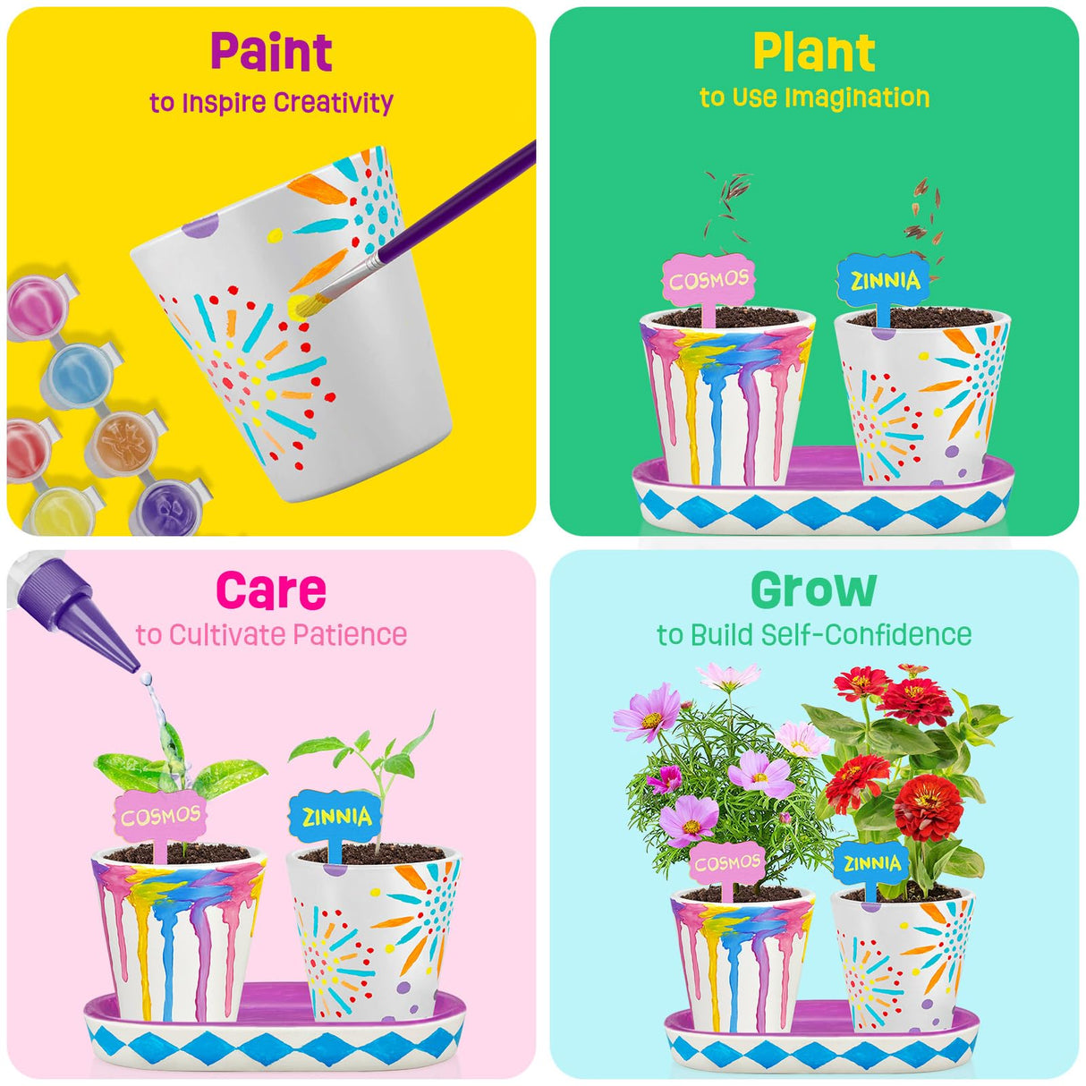 2-in-1 Rock Painting & Gardening Craft Kit for Kids - Glow in The Dark Pouring Art & DIY Planting Set - Fun Arts and Crafts for Boys & Girls Ages 6-12 - Complete Gift for Birthdays, Christmas, and Cre LAOESE