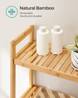 SONGMICS Over The Toilet Storage, 3-Tier Bamboo Over Toilet Bathroom Organizer with Adjustable Shelf, Fit Most Toilets, Space-Saving, Easy Assembly, Natural UBTS001N01 SONGMICS