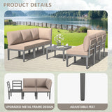 Kullavik Patio Furniture Set,7 Pieces Metal Modern Outdoor Furniture,Outdoor Sectional Sofa w/5.1" Cushions and Coffee Table for Patio,Backyard，Sand Kullavik