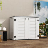 Mrosaa Outdoor Patio Storage Shed,Waterproof Horizontal Outdoor Storage Cabinet for Garbage Cans,Tools and Lawnmower Lockable(34 Cu.ft-Warm-White) Mrosaa