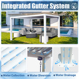 Domi Outdoor Living Louvered Pergola 12x16FT, Aluminum Outdoor Pergola with 2 Independently Adjustable Louver Roof, Full Aluminum Structure, White domi outdoor living