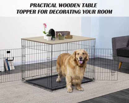 HiCaptain Dog Kennel Wooden Table Top, Foldable 48 inches Dog Crate Table Topper, Durable Decorative Dog Kennel Table Topper for Large Dogs Modern Style - WoodArtSupply