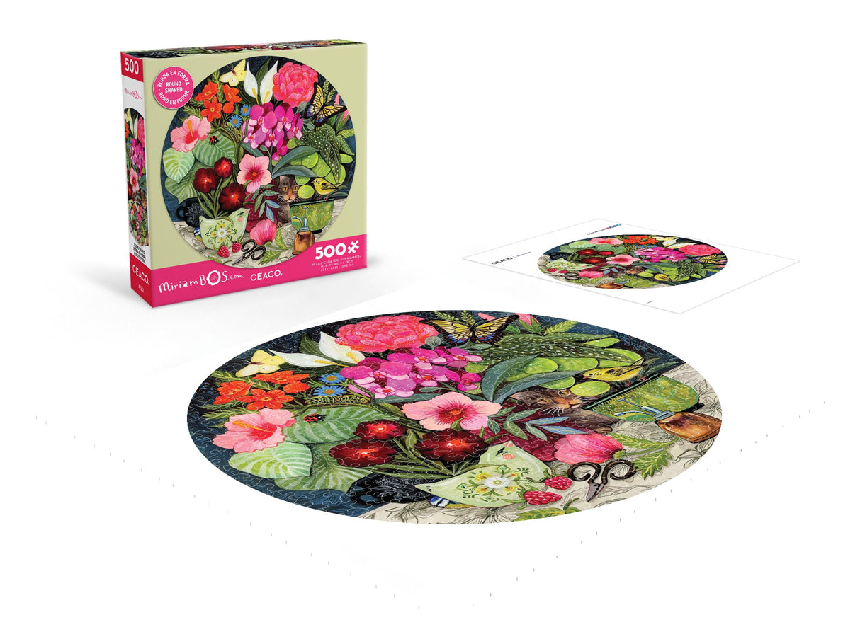 Ceaco - Miriam Bos - Patiently Waiting - 500 Piece Round Jigsaw Puzzle Ceaco