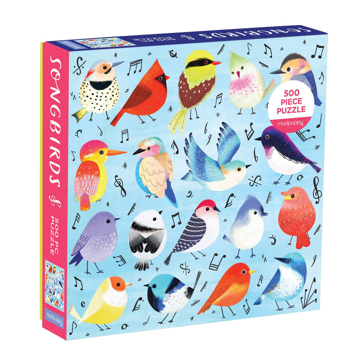 Mudpuppy Songbirds 500 Piece Family Jigsaw Puzzle, Illustrated Songbird Puzzle for Families and Adults with Colorful Birds and Music Notes Abrams