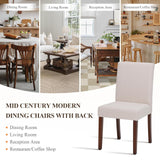 Upholstered Parsons Dining Chairs Set of 4, Modern Dining Room Chairs with Back, Fabric Kitchen Side Chairs with Wood Legs for Dinner Farmhouse Restaurant, Beige MALOL