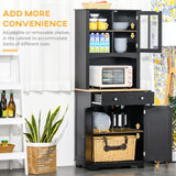 HOMCOM Freestanding 67" Kitchen Buffet with Hutch, Pantry Cabinet with Microwave Stand, Adjustable Shelf, 2 Drawers, Cupboard, Black HOMCOM