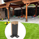 4 pcs Adjustable Deck Post Anchor Base Brackets Fit 1.5x1.5,2x2,2x4,4x4 Post,Wood Fence Pergola Post Base Brackets Kit,Heavy Duty Half Column Black Post Brackets Support Base Brackets for Deck Railing Linone