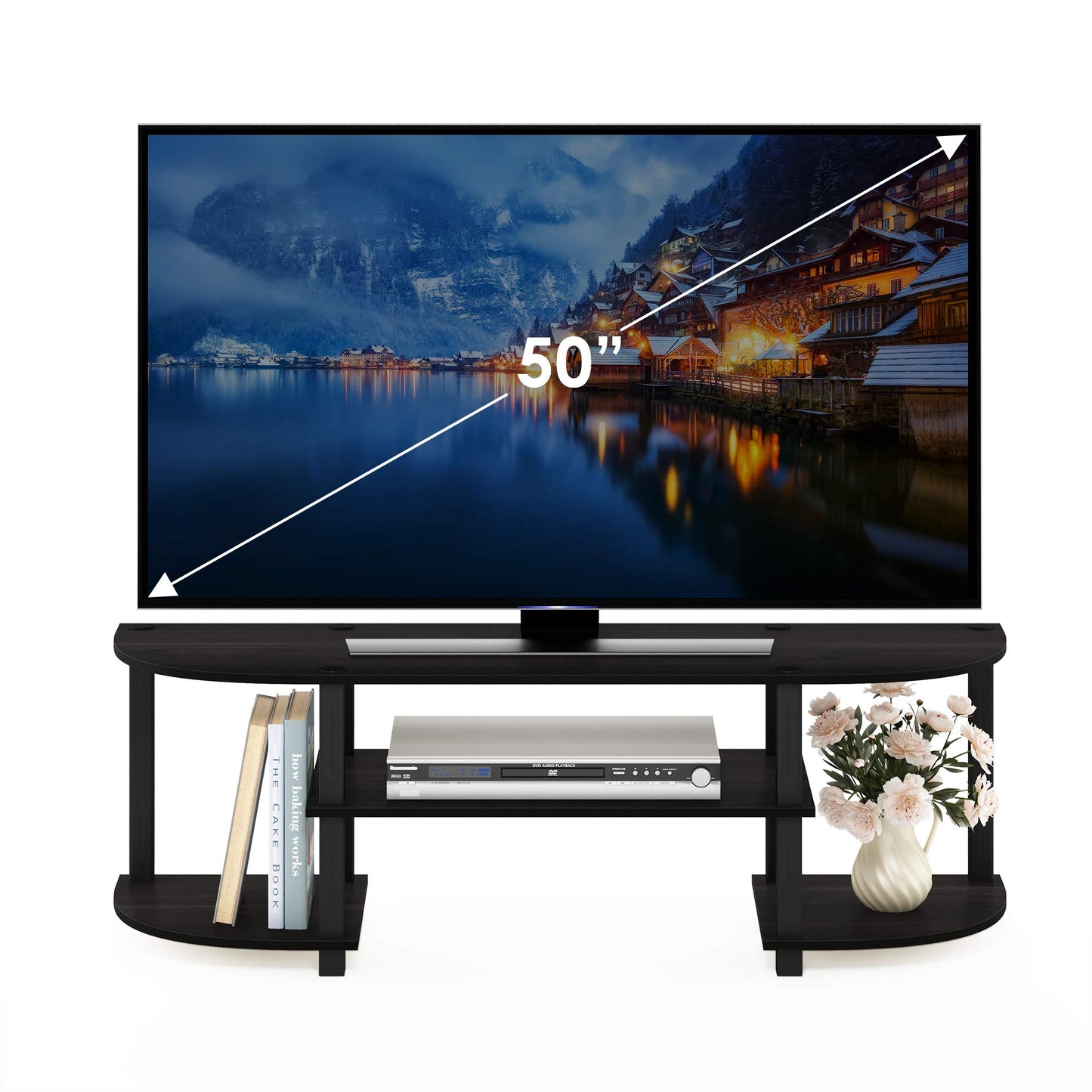 Furinno Turn-S-Tube Wide TV Entertainment Center, Espresso/Black - WoodArtSupply