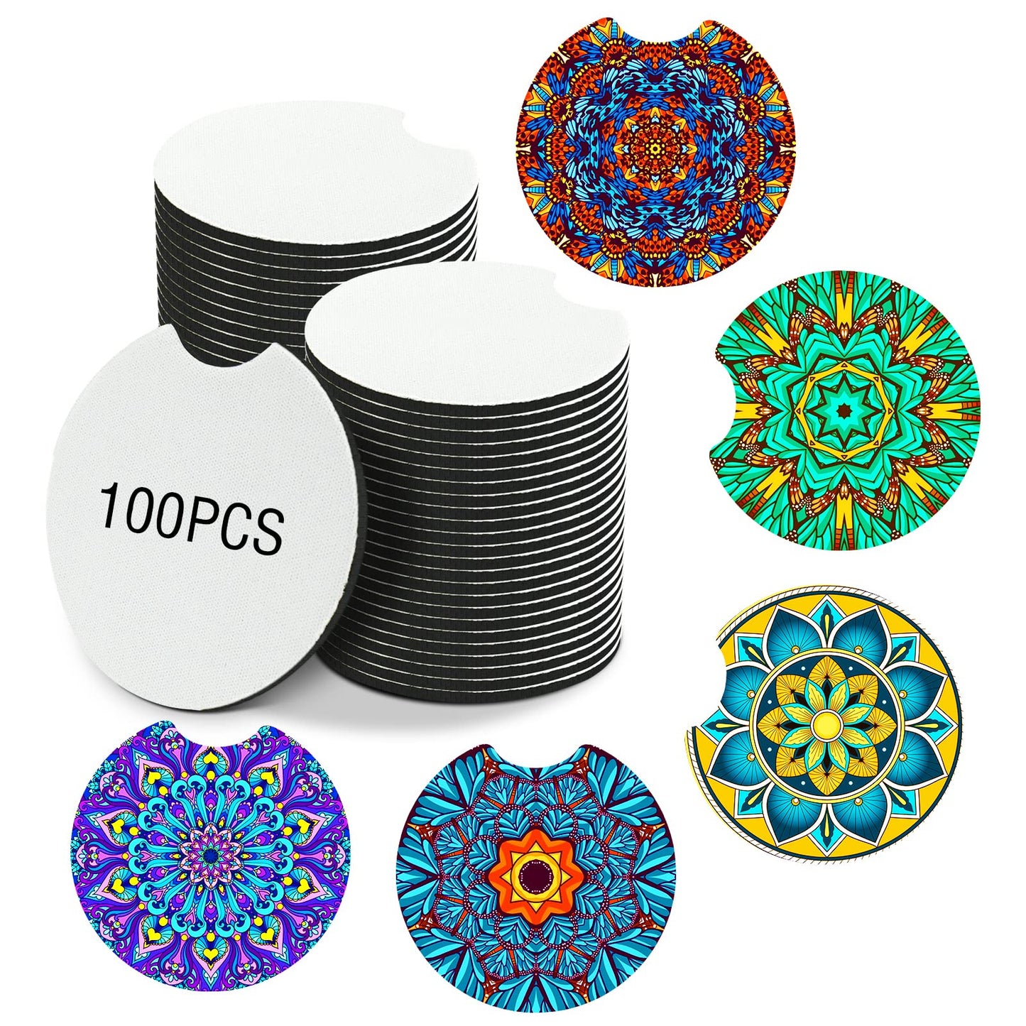 100Pcs Sublimation Blanks Products - Sublimation Cup Coasters Blanks 2.75 Inch for DIY Crafts Car Cup Coasters Painting Project Sublimation Accessories