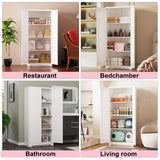 UNICOLY 60" Metal Pantry Cabinet, Storage Cabinet with Doors and Shelves, Cupboard with Adjustable Leveling Foot, for Laundry, Living Room, Bathroom, Dinning Room, Assembly Required, White UNICOLY