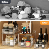 Fabspace Pull-out Home Organizer, 2 Pack 2 Tier Clear Bathroom Organizer with Dividers, Multipurpose Vanity Counter Tray, Kitchen, Closet Organizers, Cabinet & Storage Container Bins Fabspace