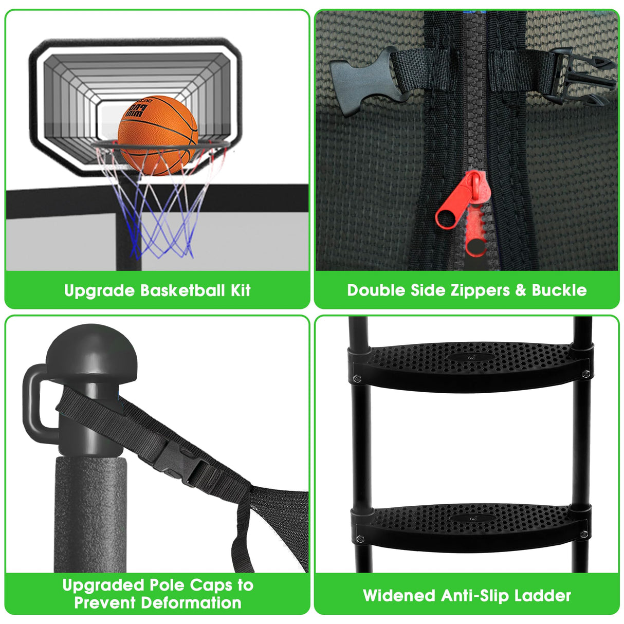 LHX 16FT Tranpoline for Adults and Kids, 1500LBS Tranpoline with Enclosure Net, Basketball Hoop and Ball, Outdoor Tranpoline with Light, Sprinkler, Ladder, Stakes Anchors - ASTM Approval LHX